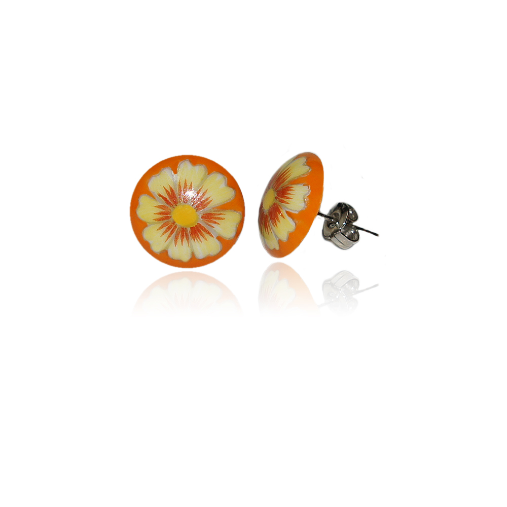 Porcelán fülbevaló Margaréta narancssárga  295-2792
